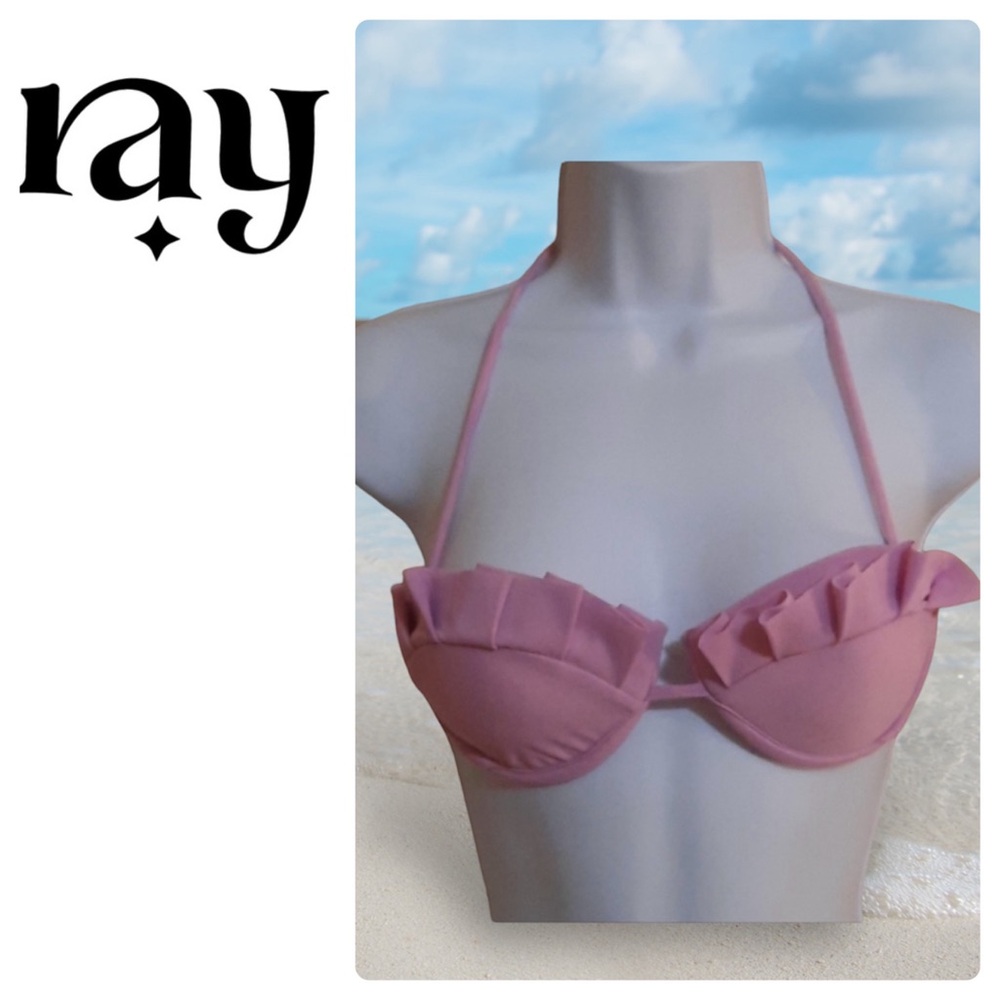 Pink Ruffle Bikini Top
